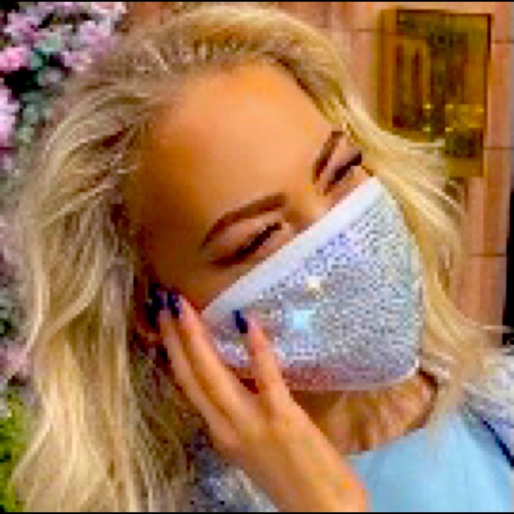 Face mask White rhinestones